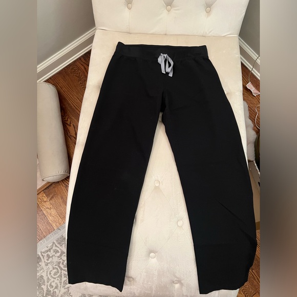 Figs Black Livingston Scrub Pants with Gray Drawstring - Picture 1 of 3